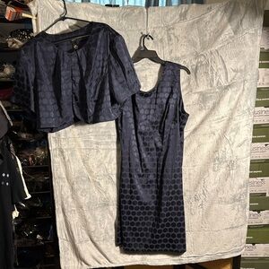 Blue polka dot dress 2 pc plus size 26W NWT sleeveless dress with jacket midi